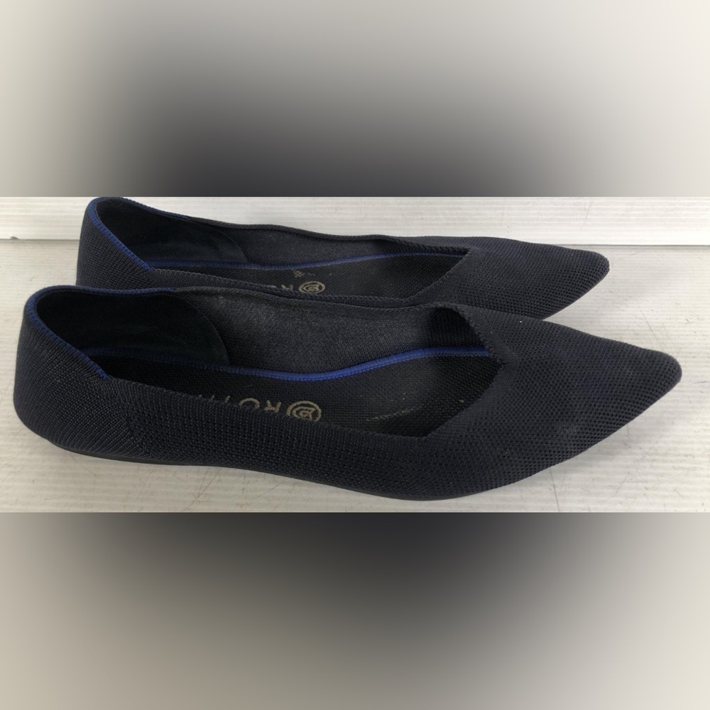 Rothy's Womens Navy Recycled Knit Pointed Toe Slip On Casual Ballet Flats 11